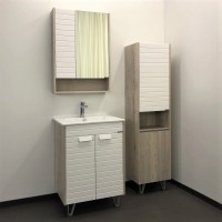 Зеркало-шкаф Comforty Клеон 60 дымчатый дуб, белый