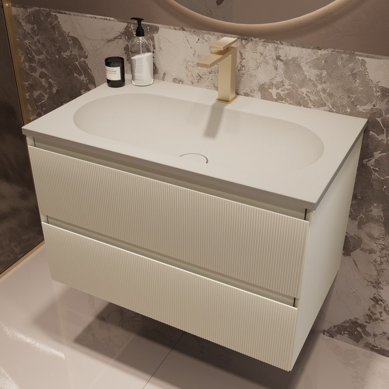 Тумба с раковиной Vincea Welle 80 m.beige soft-touch, раковина VCB-4H800J жасмин