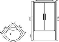 Душевая кабина Royal Bath BK RB 90BK2-T-CH с высоким поддоном, с сиденьем