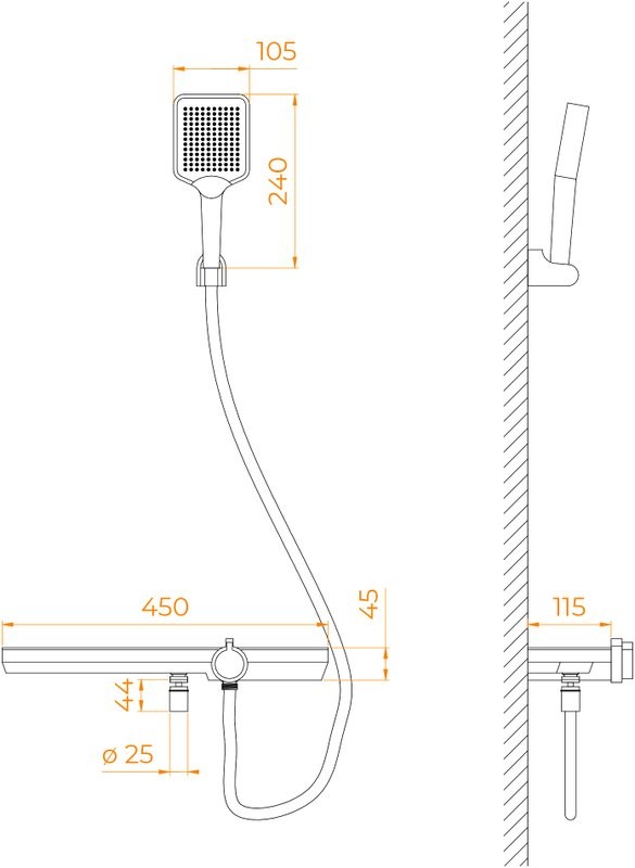 Смеситель для душа RGW Shower Panels SP-40Gr серый