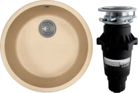 Комплект Мойка Florentina Вега Зеро бежевая + Измельчитель Bone Crusher BC 810-SL Slim Line