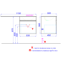Мебель для ванной комнаты Aqwella Duet 53 L подвесная, под стиральную машину, белая