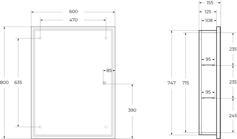 Зеркало-шкаф BelBagno 60x80 с подсветкой