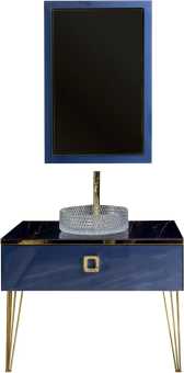Мебель для ванной Armadi Art Lucido 100 насыщенный синий, раковина 817, ножки золото
