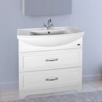 Тумба с раковиной ASB-Woodline Берта 85 белая, патина серебро