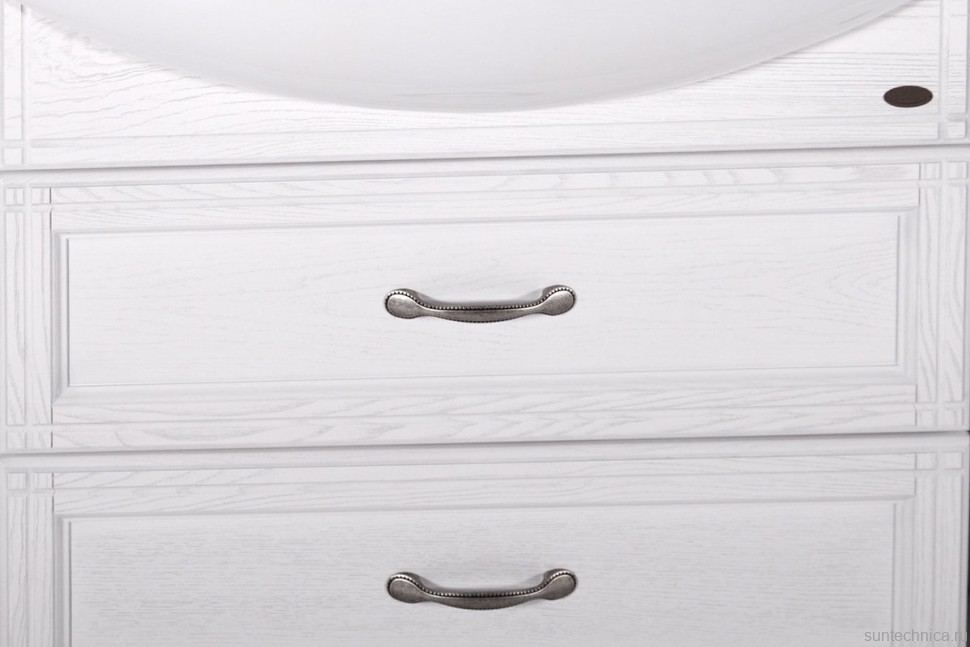 Тумба с раковиной ASB-Woodline Берта 85 белая, патина серебро