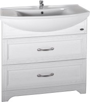 Тумба с раковиной ASB-Woodline Берта 85 белая, патина серебро