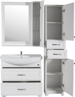 Тумба с раковиной ASB-Woodline Берта 85 белая, патина серебро