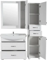 Тумба с раковиной ASB-Woodline Берта 85 белая, патина серебро