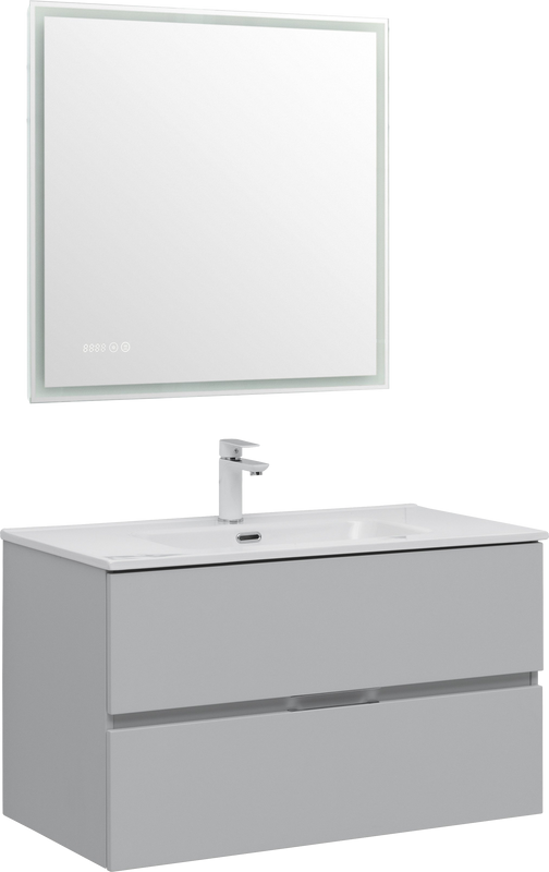 Мебель для ванной комнаты Aquanet Алвита new 90 серая, с ящиками