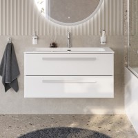 Тумба под раковину без столешницы Cezares Eco Cer-N 100 bianco opaco, ручки сатин