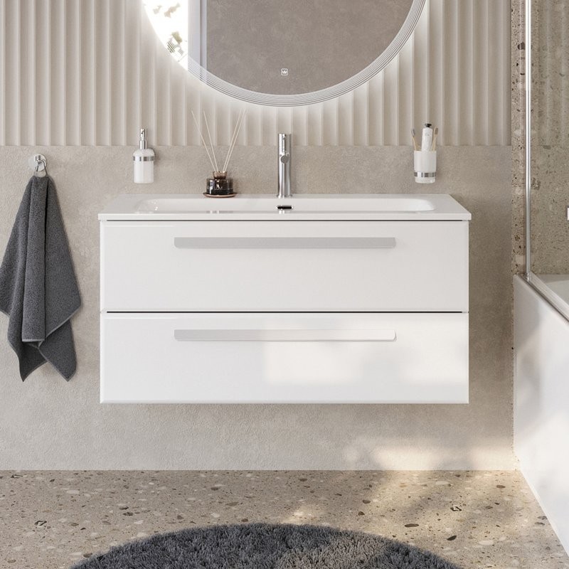 Тумба под раковину без столешницы Cezares Eco Cer-N 100 bianco opaco, ручки сатин