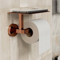 Держатель для туалетной бумаги Wasserkraft Asphe 77725 с полкой для телефона, розовое золото