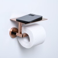 Держатель для туалетной бумаги Wasserkraft Asphe 77725 с полкой для телефона, розовое золото