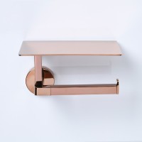 Держатель для туалетной бумаги Wasserkraft Asphe 77725 с полкой для телефона, розовое золото