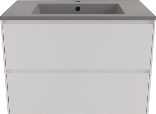 Тумба с раковиной Style Line Лима 80 см подвесная LINE 80 2 ящика PLUS Белый Матовый ЭМАЛЬ, раковина серый шелк