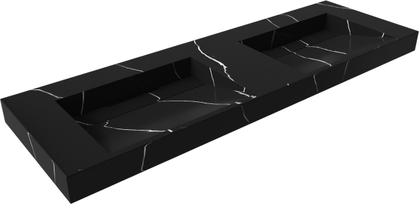 Раковина Armadi Art Flat Nero Marquina 140 с кронштейнами