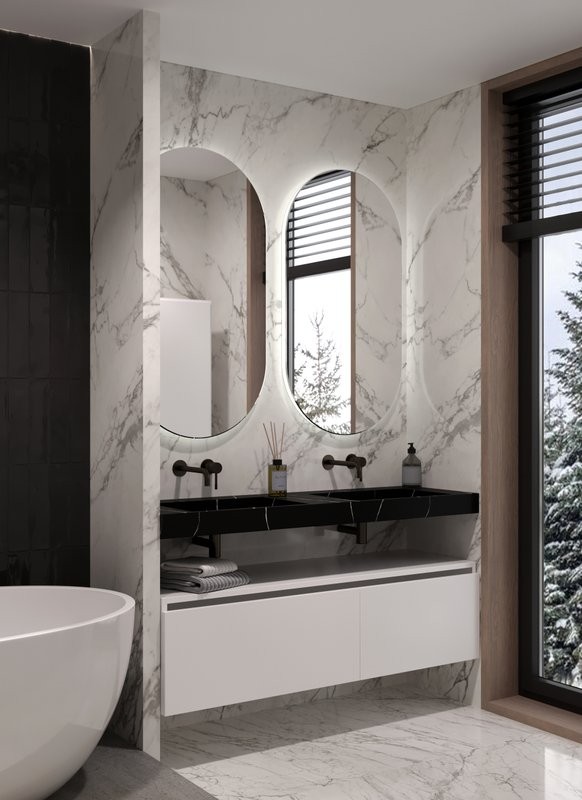 Раковина Armadi Art Flat Nero Marquina 140 с кронштейнами