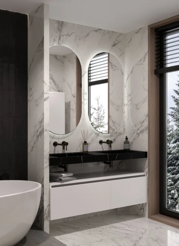 Раковина Armadi Art Flat Nero Marquina 140 с кронштейнами