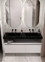 Раковина Armadi Art Flat Nero Marquina 140 с кронштейнами