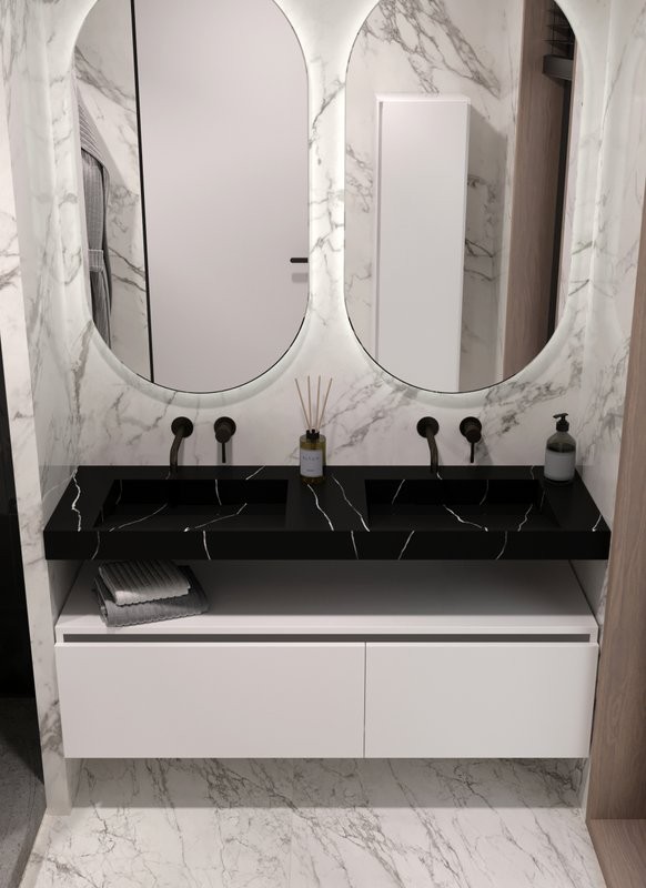 Раковина Armadi Art Flat Nero Marquina 140 с кронштейнами