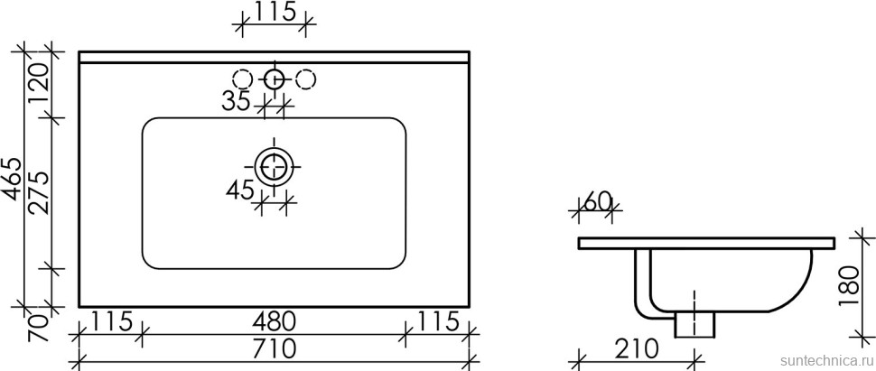 Тумба с раковиной Sancos Snob T 70 doha soft, раковина CN7007MB