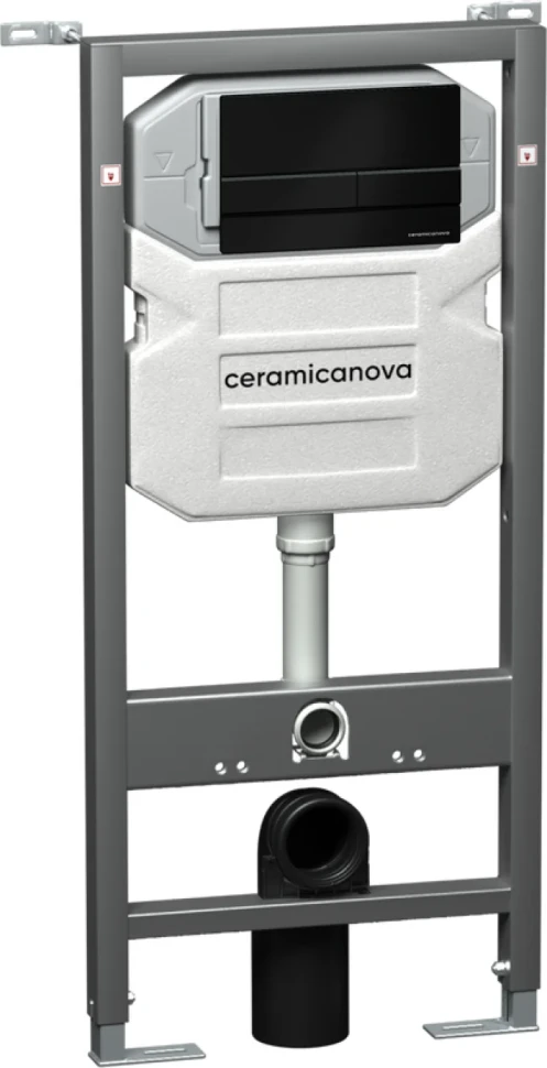 Комплект Унитаз подвесной Ceramicanova Metropol CN4002 безободковый, с микролифтом + Инсталляция Envision CN1002B + Кнопка Flat, матовая черная