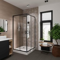 Душевой уголок Niagara Nova NG-6888-08 BLACK 80x80, профиль черный, стекло прозрачное