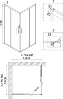 Душевой уголок Niagara Nova NG-6888-08 BLACK 80x80, профиль черный, стекло прозрачное