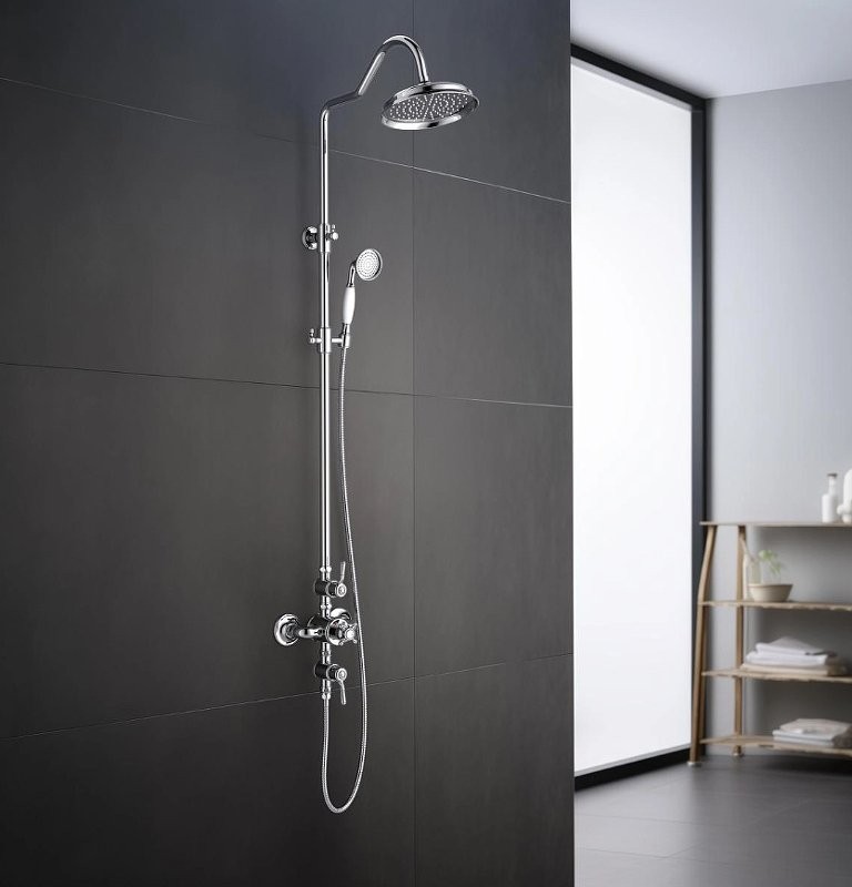 Душевая стойка AQUATEK Классик AQ2563CR с термостатом, хром