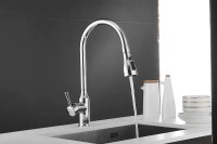 Смеситель для кухни Shevanik S163 с выдвижным изливом, хром
