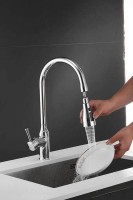 Смеситель для кухни Shevanik S163 с выдвижным изливом, хром