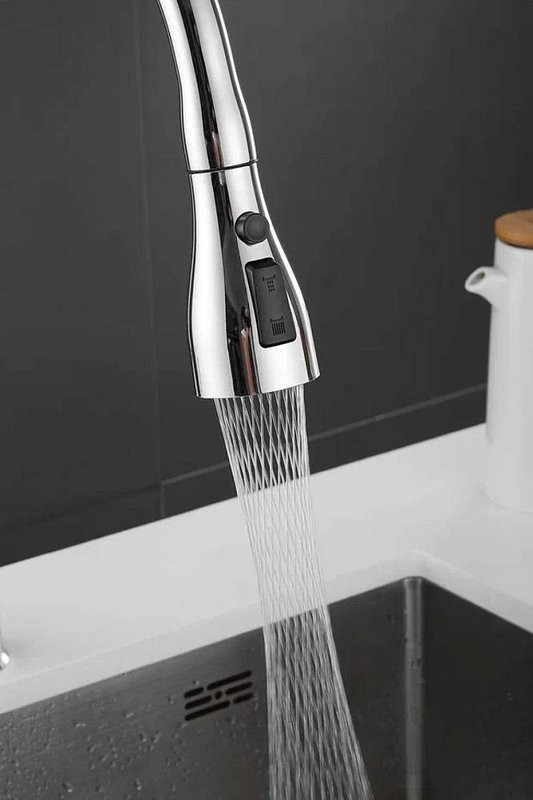 Смеситель для кухни Shevanik S163 с выдвижным изливом, хром