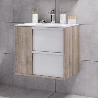Тумба с раковиной AQUATON Бостон 60 дуб эврика, белый глянец