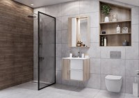 Тумба с раковиной AQUATON Бостон 60 дуб эврика, белый глянец