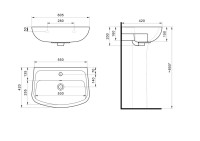 Раковина Santek Лонги 1WH501756 60, с пьедесталом