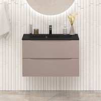 Тумба с раковиной BelBagno Marino 80 подвесная, capucino lucido, черная раковина