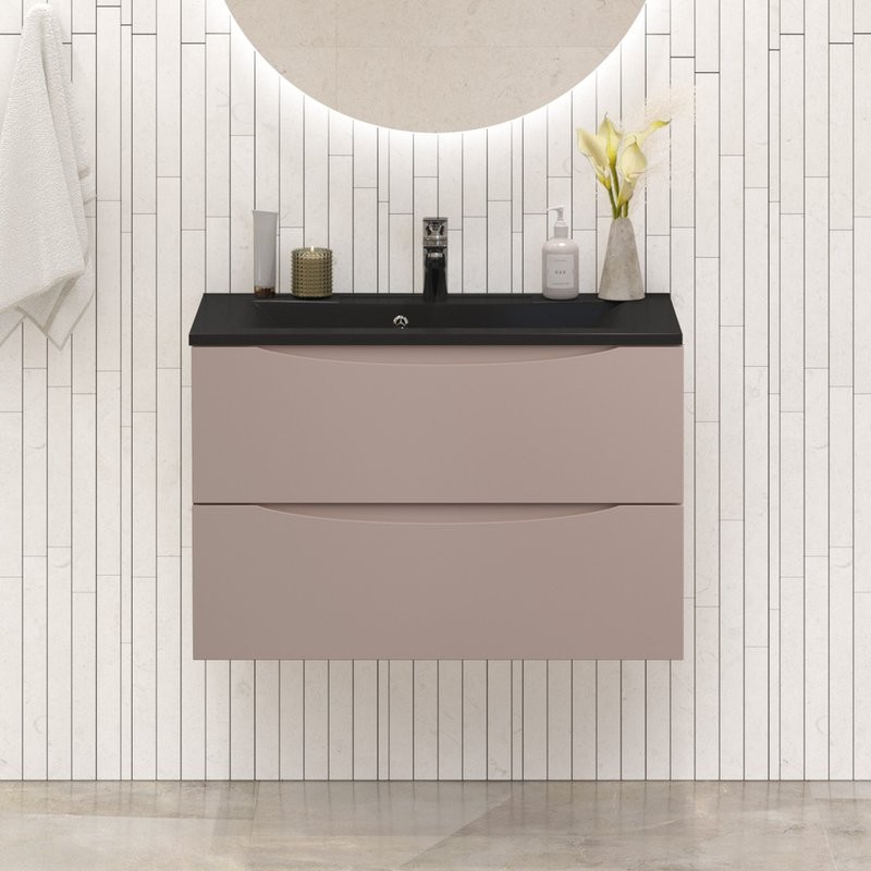 Тумба с раковиной BelBagno Marino 80 подвесная, capucino lucido, черная раковина