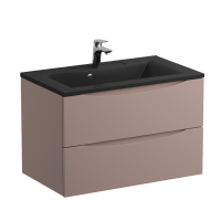 Тумба с раковиной BelBagno Marino 80 подвесная, capucino lucido, черная раковина