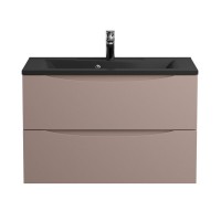 Тумба с раковиной BelBagno Marino 80 подвесная, capucino lucido, черная раковина