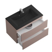 Тумба с раковиной BelBagno Marino 80 подвесная, capucino lucido, черная раковина