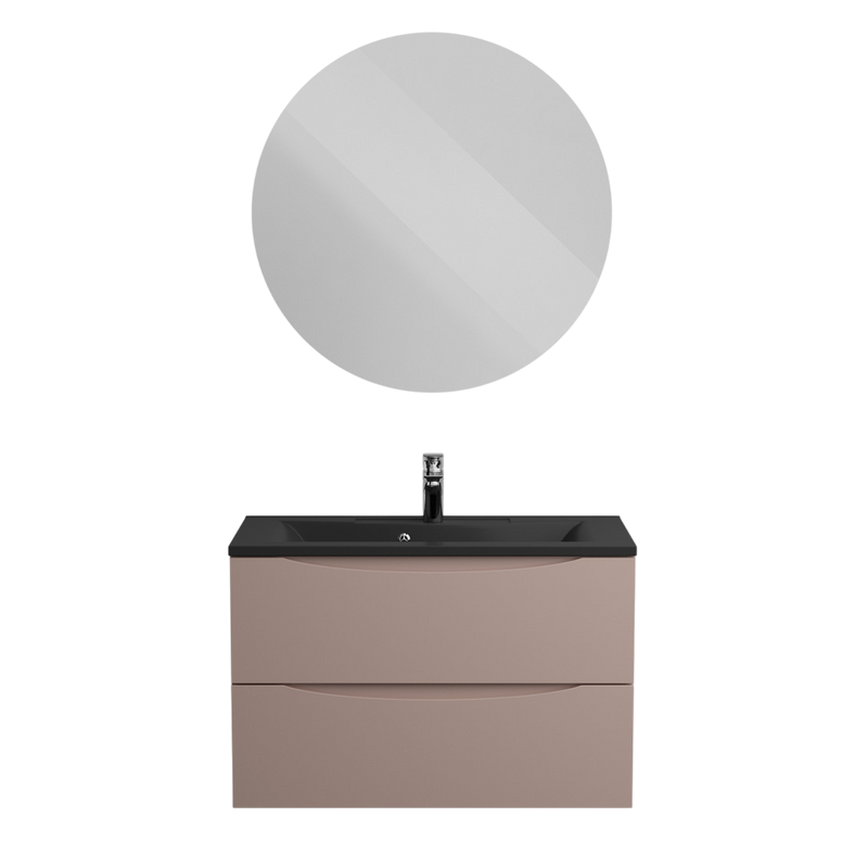 Тумба с раковиной BelBagno Marino 80 подвесная, capucino lucido, черная раковина