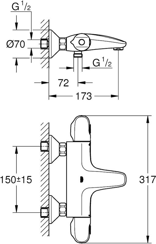 Душевой комплект Термостат Grohe Grohtherm 1000 New 34155003 + Стойка New Tempesta Cosmopolitan 27394002