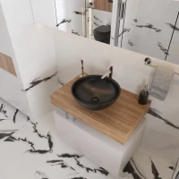 Мебель для ванной комнаты VitrA Ольборг 80: столешница 80, без отверстий, дуб французский +  тумба 80