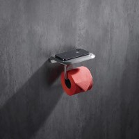 Держатель для туалетной бумаги Abber Nord AA1530SP с полкой для телефона, сатин