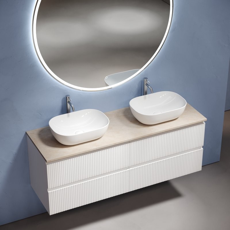 Мебель для ванной комнаты Sancos Snob T 140 bianco, столешница бежевая TT140A2X, раковина CN6009