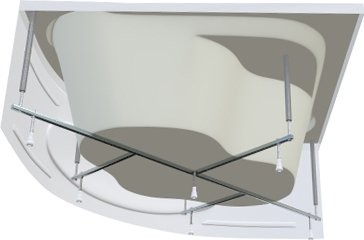 Акриловая ванна Marka One Afrodita 140x140 см, угловая, пристенная, белая, четверть круга, с каркасом