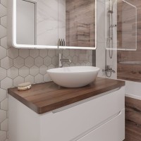 Тумба с раковиной STWORKI Берген 100 белая с темной столешницей, Moduo 55 Leaf