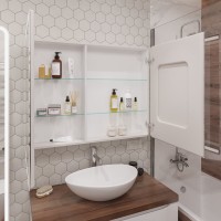 Тумба с раковиной STWORKI Берген 100 белая с темной столешницей, Moduo 55 Leaf