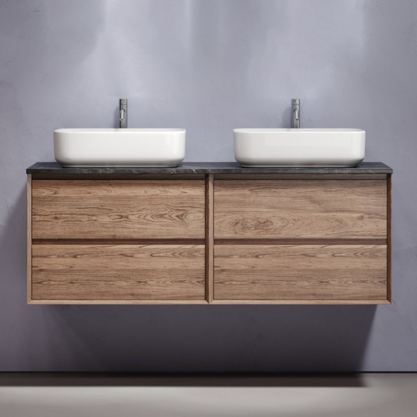 Тумба с раковиной Sancos Marmi 2.0 140 дуб чарльстон, столешница черный мрамор TT140A1X, раковина CN5043